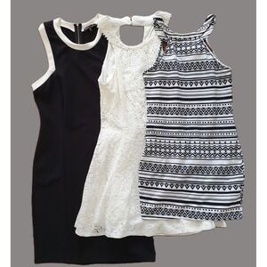 Bundle 3 mini dresses: City Studio Black White Lace Geometric XXS-XS